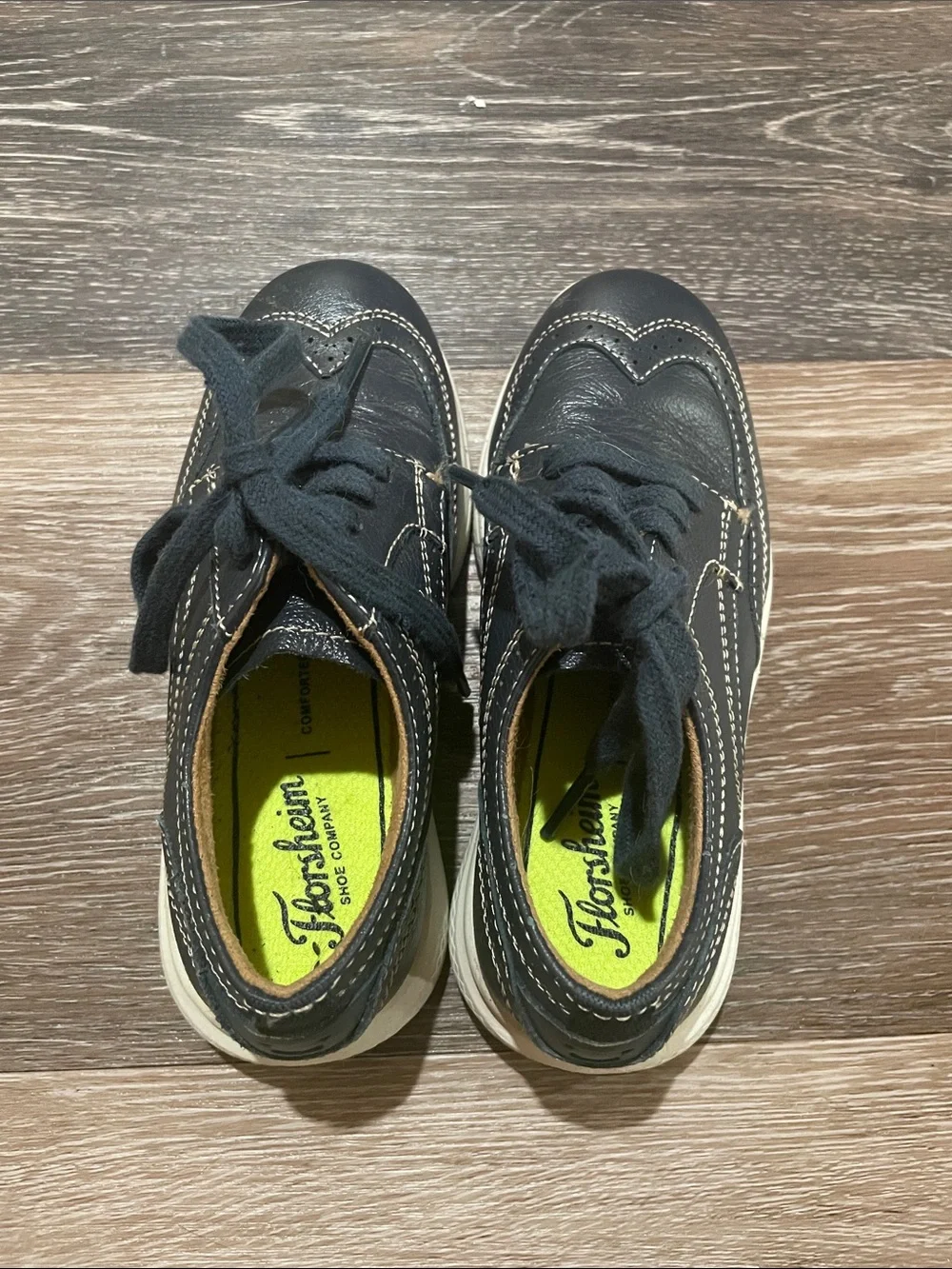 Florsheim Black Leather Kids Lace-Up Dress Sneakers